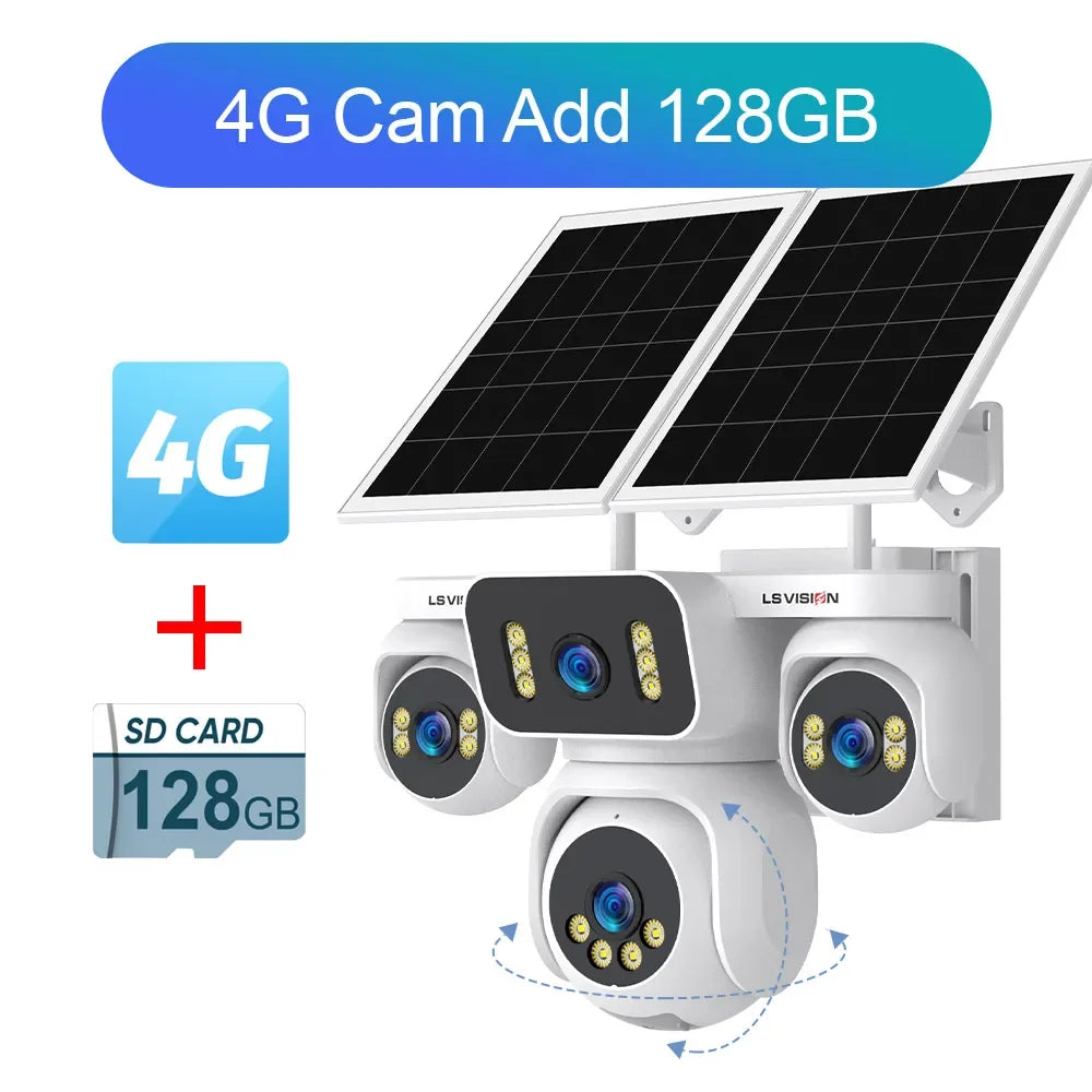 Caméra Solaire 4G LS VISION AOV01 20MP PTZ 4 Objectifs Zoom 12X Surveillance 24/7 – CLEVI Paris