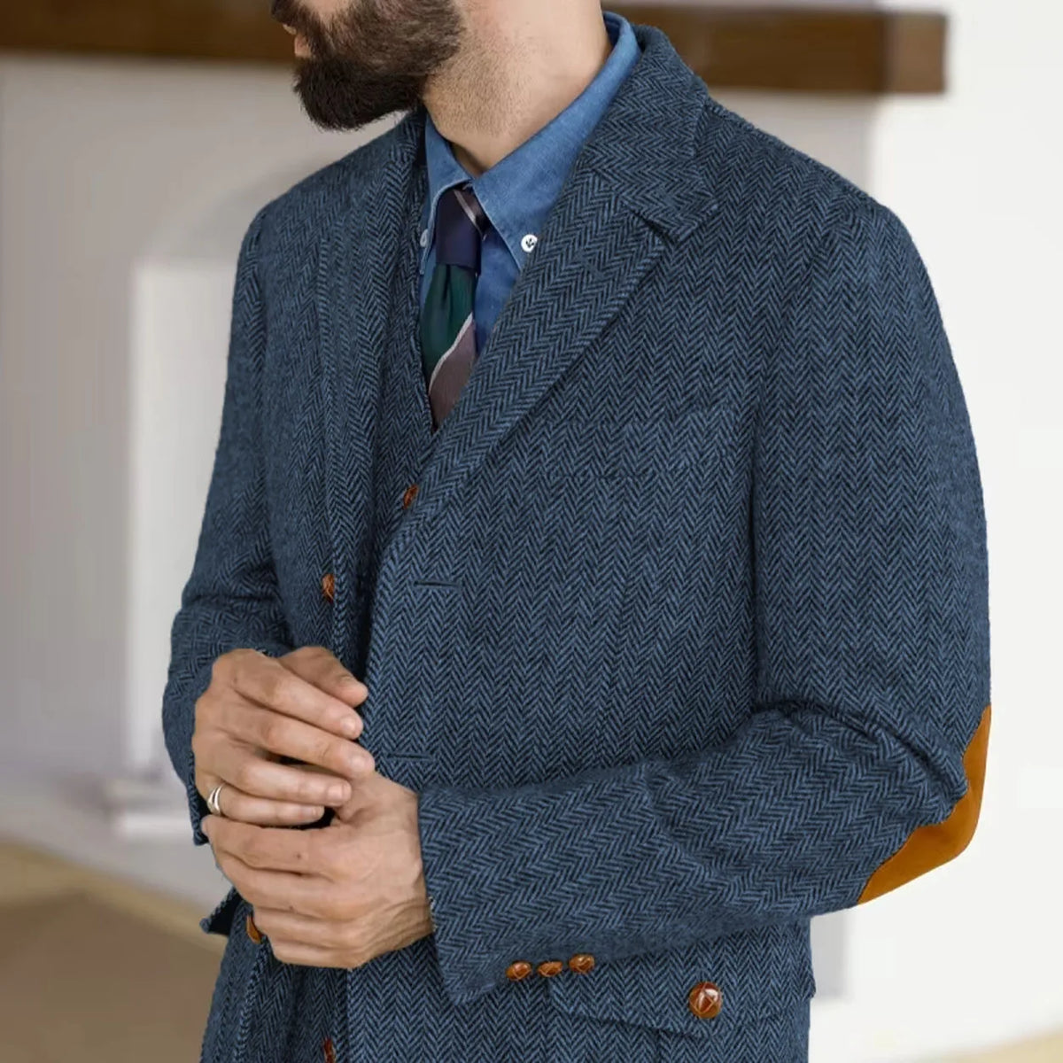 Blazer homme en tweed à chevrons – CLEVI Paris