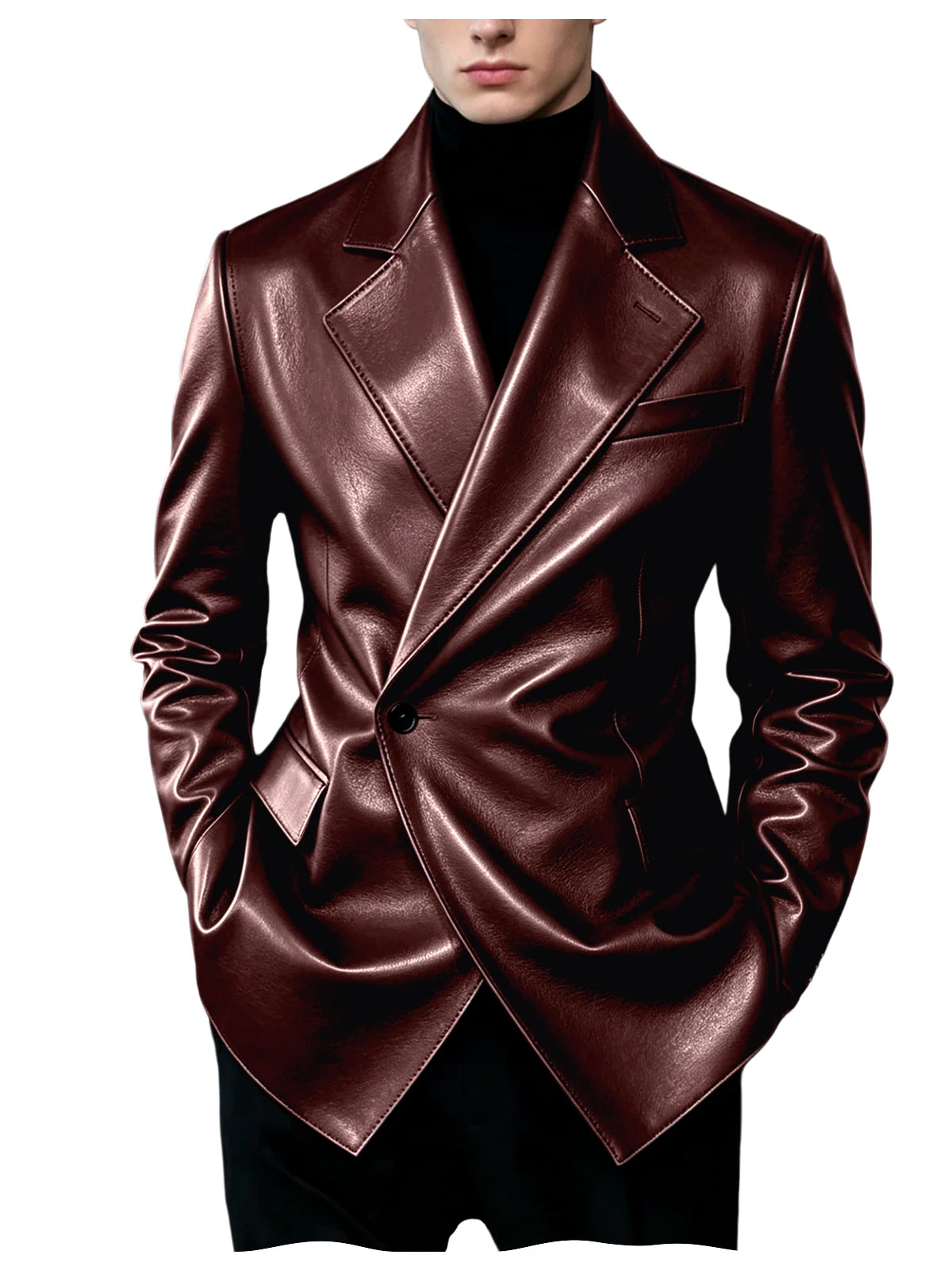 Blazer homme en similicuir, coupe ajustée – CLEVI Paris