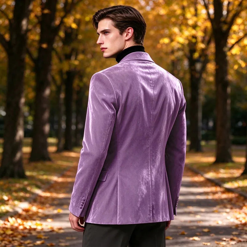 Blazer homme velours croisé à revers satinés – CLEVI Paris