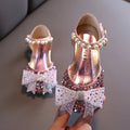 Sandales fille à paillettes et nœud strass – CLEVI Paris