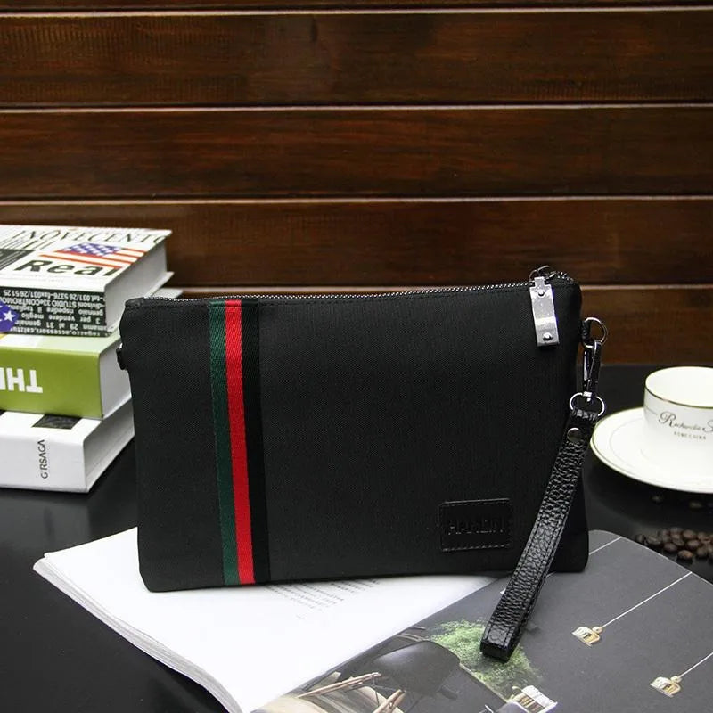 Pochette homme noire en toile S et L – CLEVI Paris