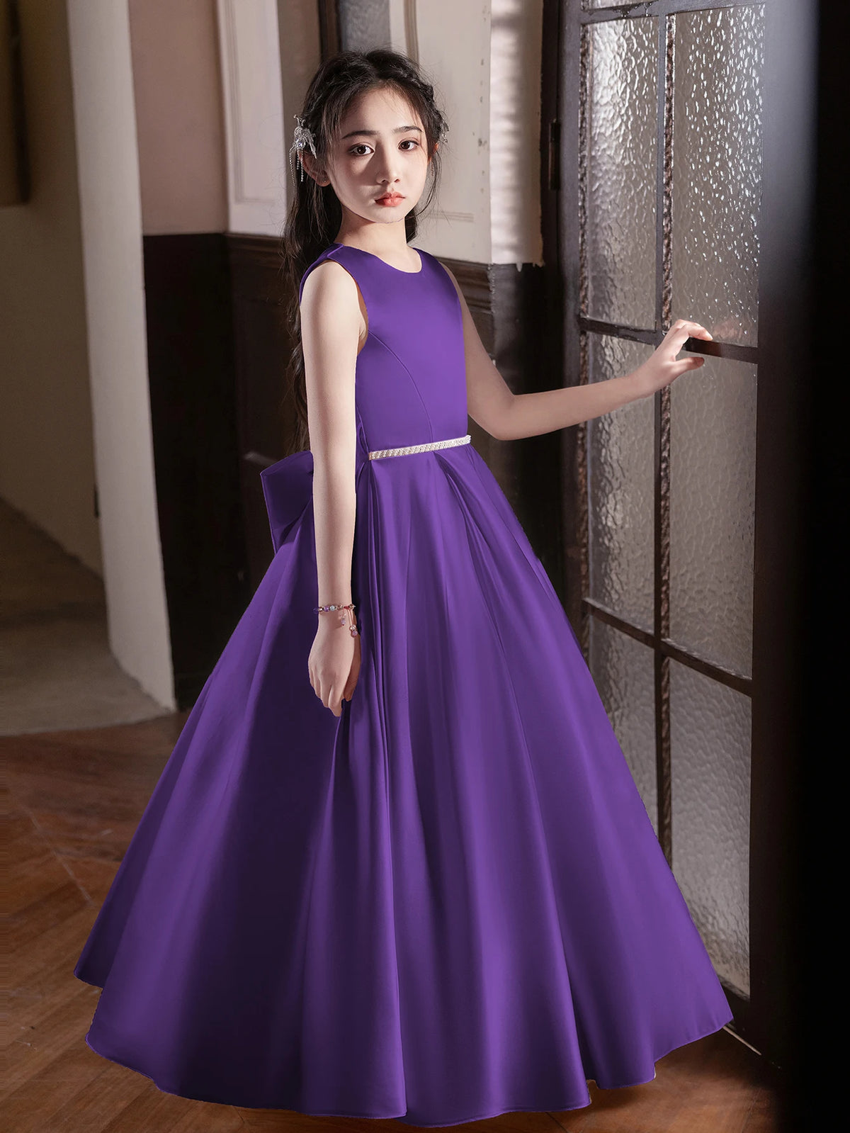 Robe cérémonie fille à grand nœud 5168 – CLEVI Paris