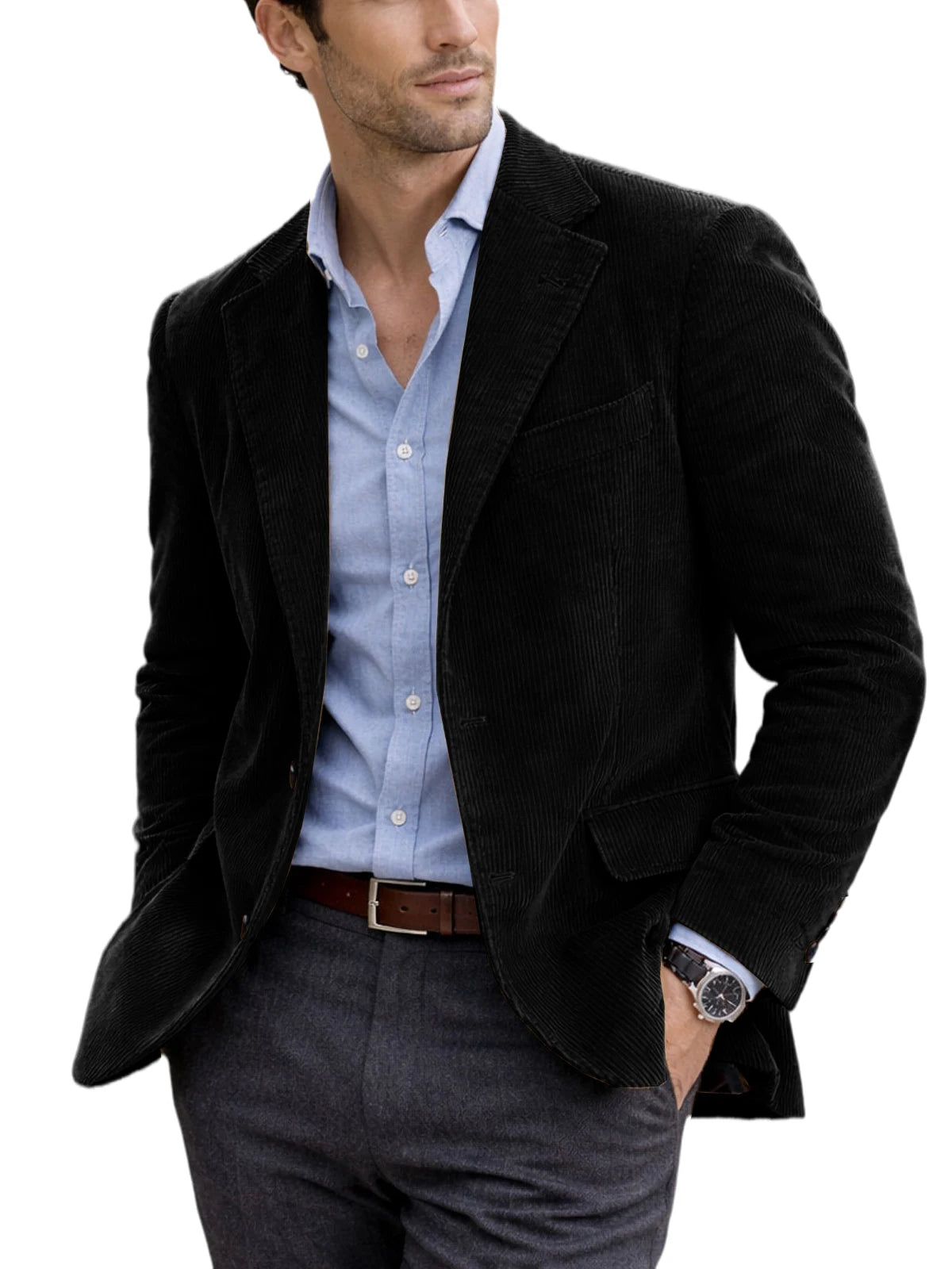 Blazer homme en velours côtelé à 2 boutons – CLEVI Paris