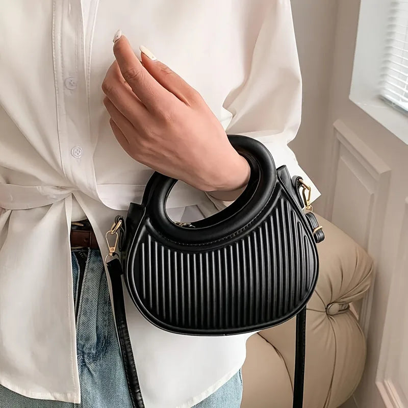 Sac Coquille Femme Rayures PU Zip Bandoulière – CLEVI Paris