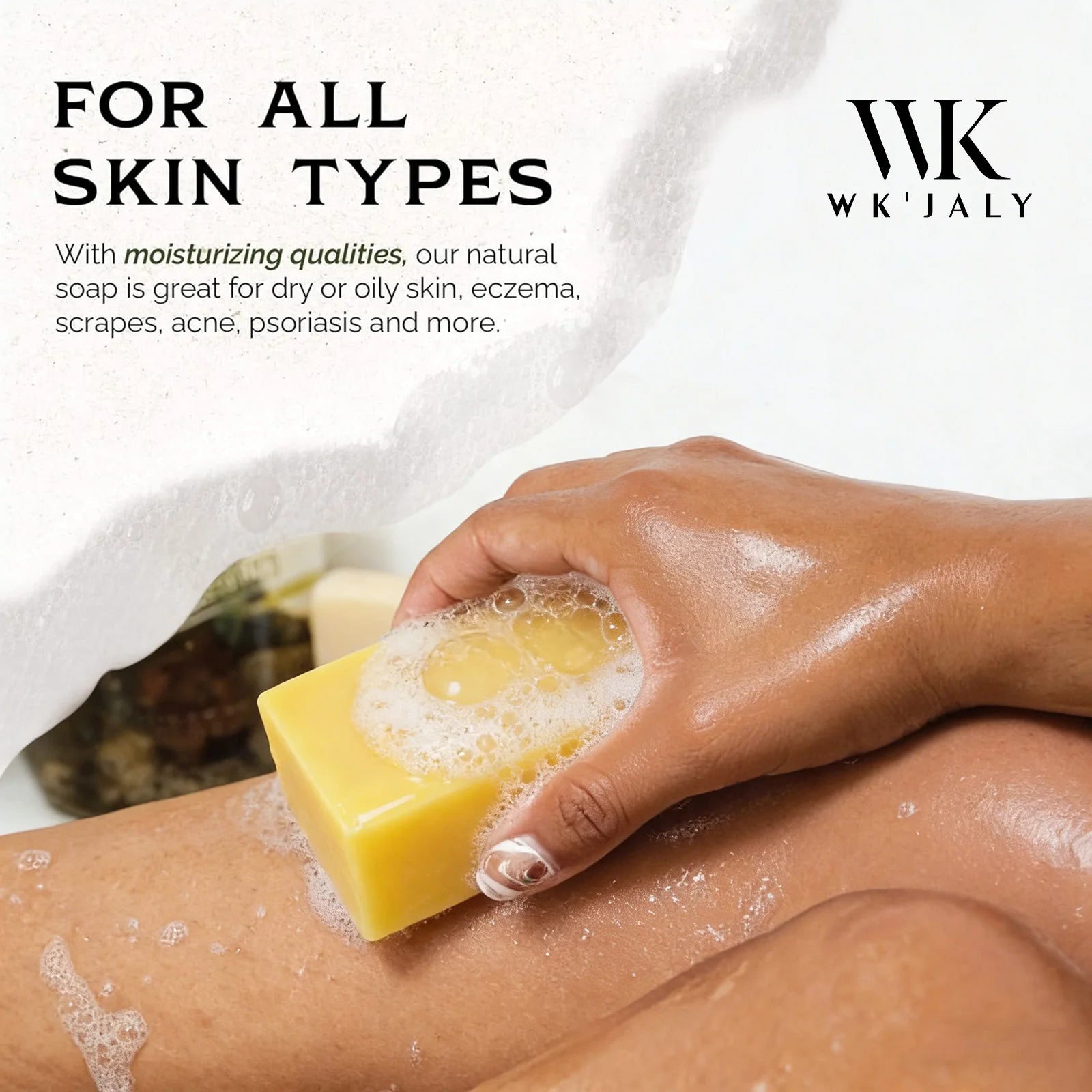 Savon Curcuma Éclaircissant WK'JALY – Anti-Acné, Anti-Taches & Acide Hyaluronique 200g – CLEVI Paris