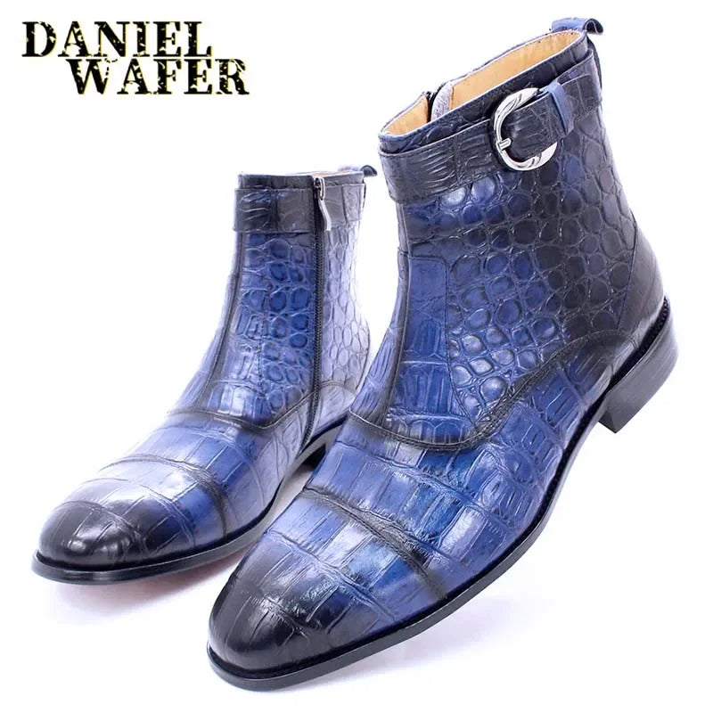 Bottines homme en cuir véritable à zip – CLEVI Paris