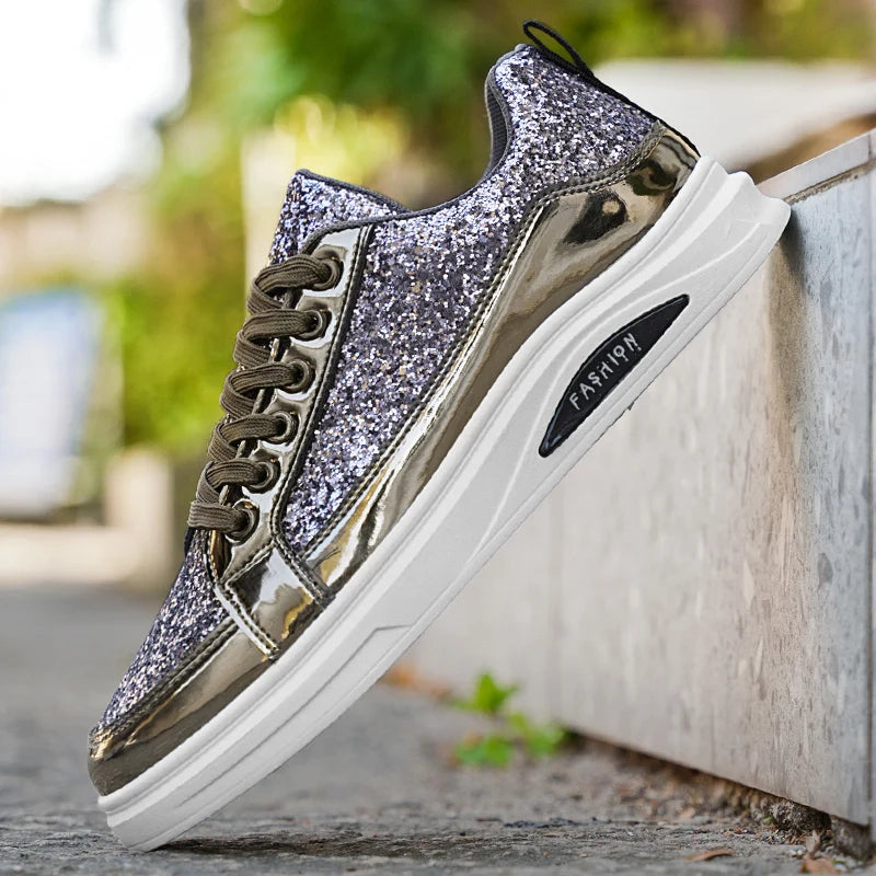 Sneakers homme basses en tissu pailleté – CLEVI Paris