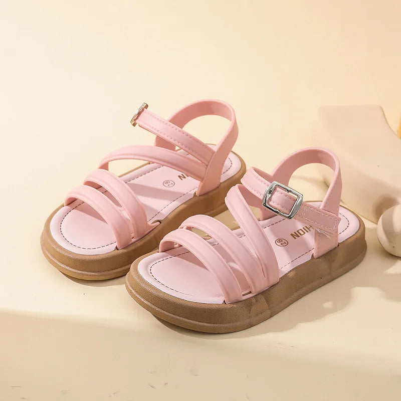 Sandales fille à bout ouvert en polyester – CLEVI Paris