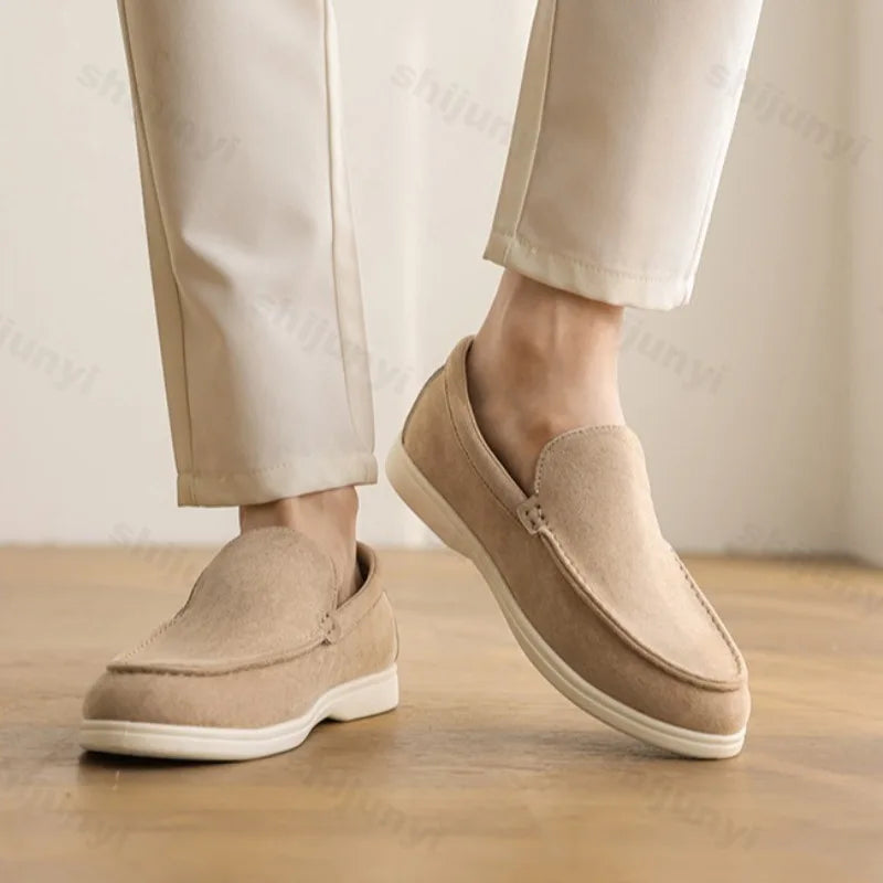 Mocassins homme en daim à enfiler – CLEVI Paris