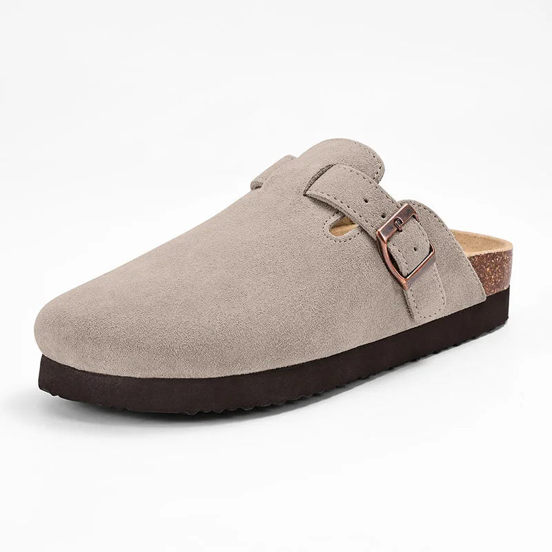 Mules Suède Boucle Métal Semelle Liège Soutien de Voûte | Mixte EU 36-46