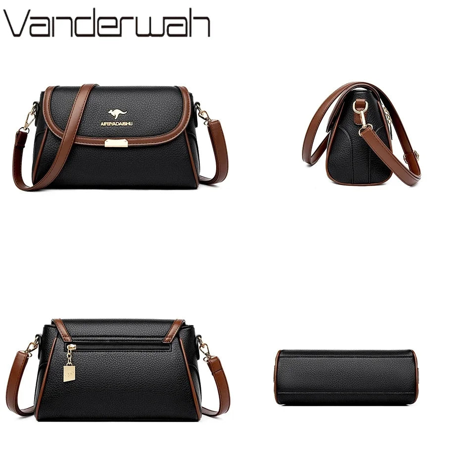 Sac À Main Femme Vanderwah Cuir Lychée Rabat 27x17cm Bandoulière – CLEVI Paris