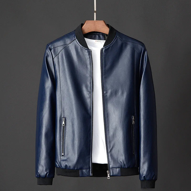 Veste homme en simili cuir à col montant – CLEVI Paris