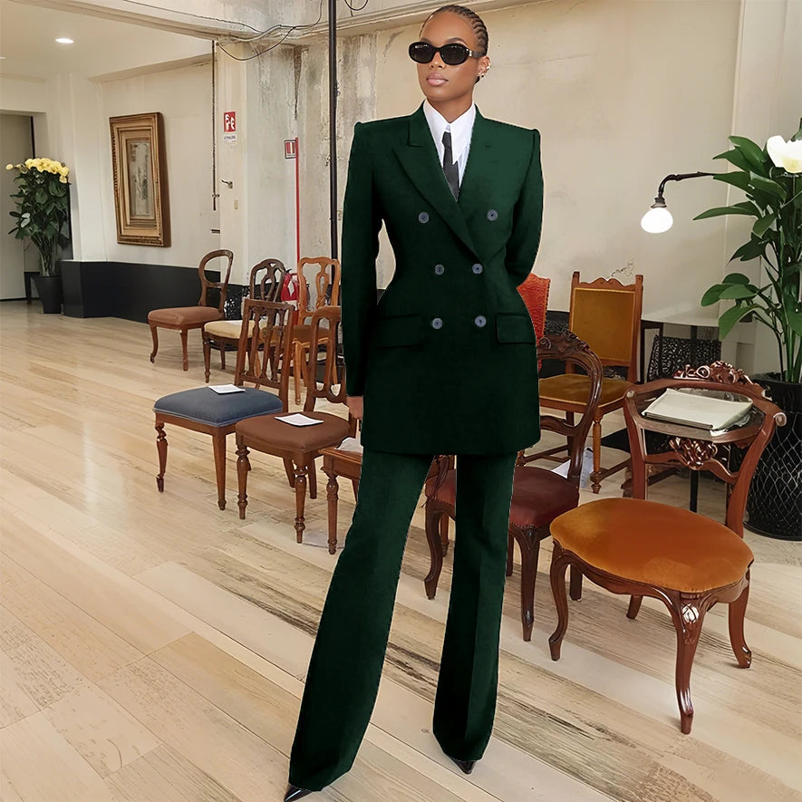 Tailleur femme blazer et pantalon évasé – CLEVI Paris