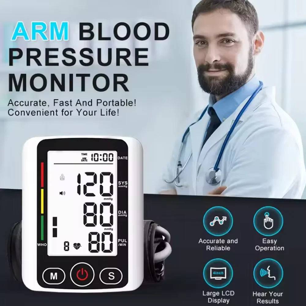 Tensiomètre Bras Automatique Vocal LCD Fréquence Cardiaque – CLEVI Paris