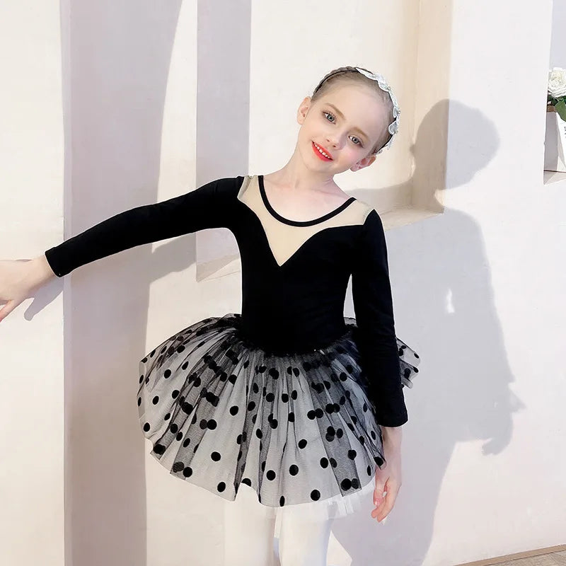 Robe tutu de danse fille à manches longues – CLEVI Paris