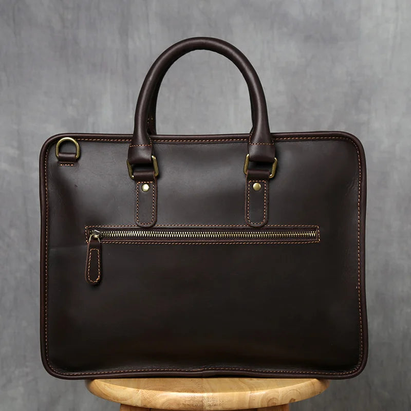 Serviette Homme Cuir Vache Retro Business Laptop 14" 36x8x27cm – CLEVI Paris