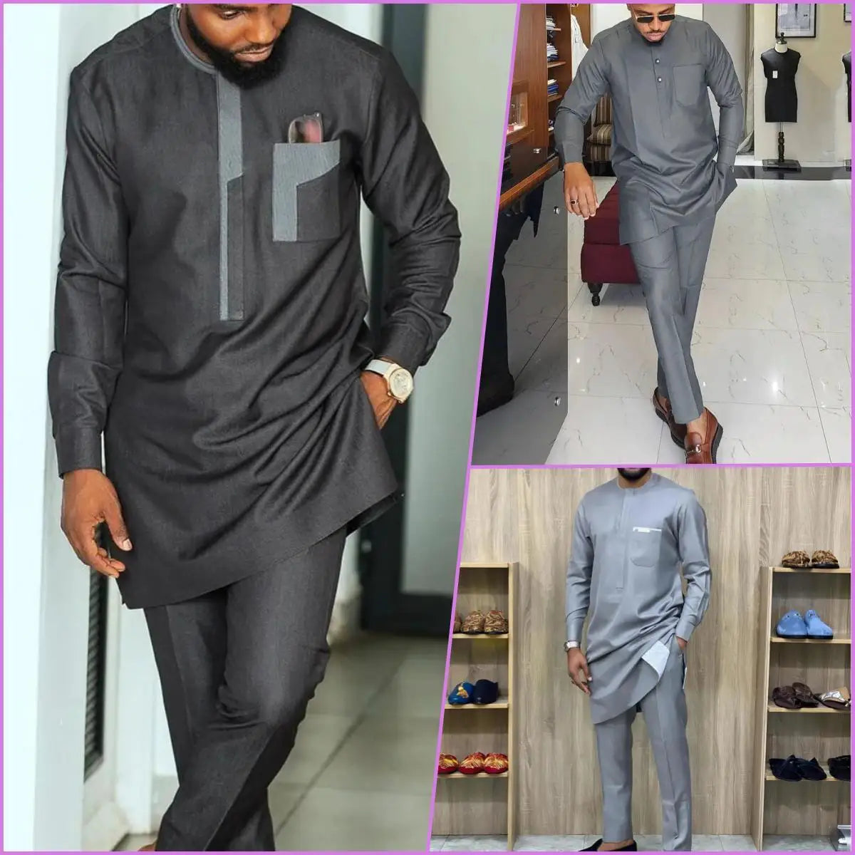 Kaftan Homme 2 Pièces Manches Longues – CLEVI Paris