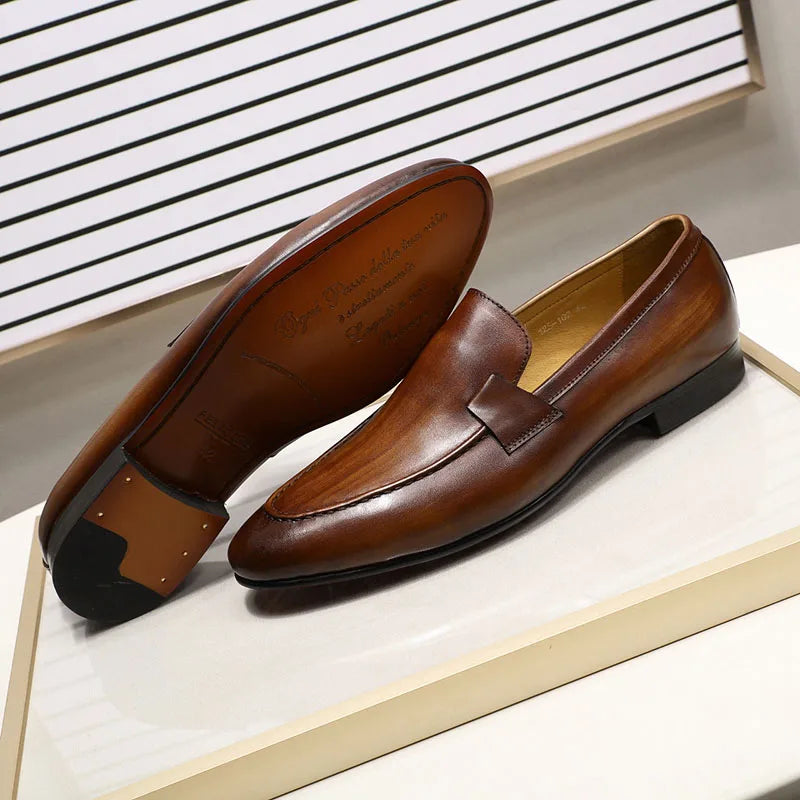 Loafer Cuir Véritable Homme Peint à la Main Slip-On Mariage & Business – CLEVI Paris
