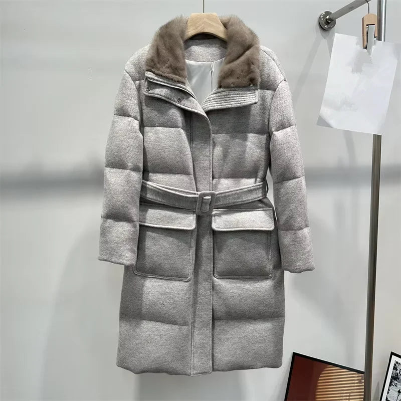 Doudoune Femme Hiver Mi-Longue à Ceinture – CLEVI Paris