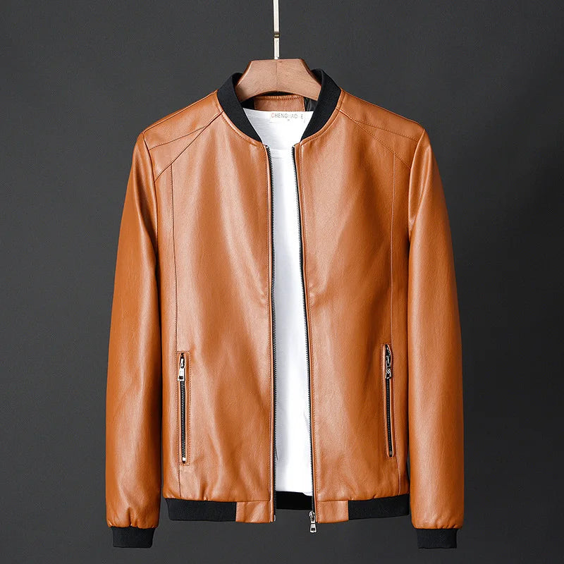 Veste homme en simili cuir à col montant – CLEVI Paris