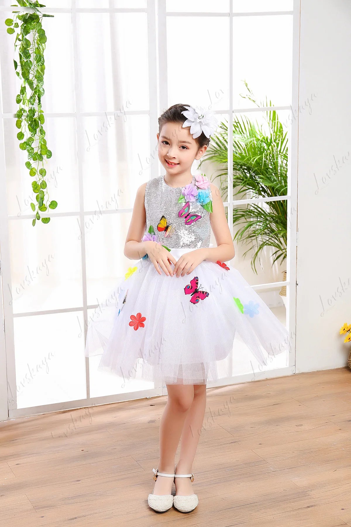 Robe de cérémonie fille tulle et paillettes – CLEVI Paris