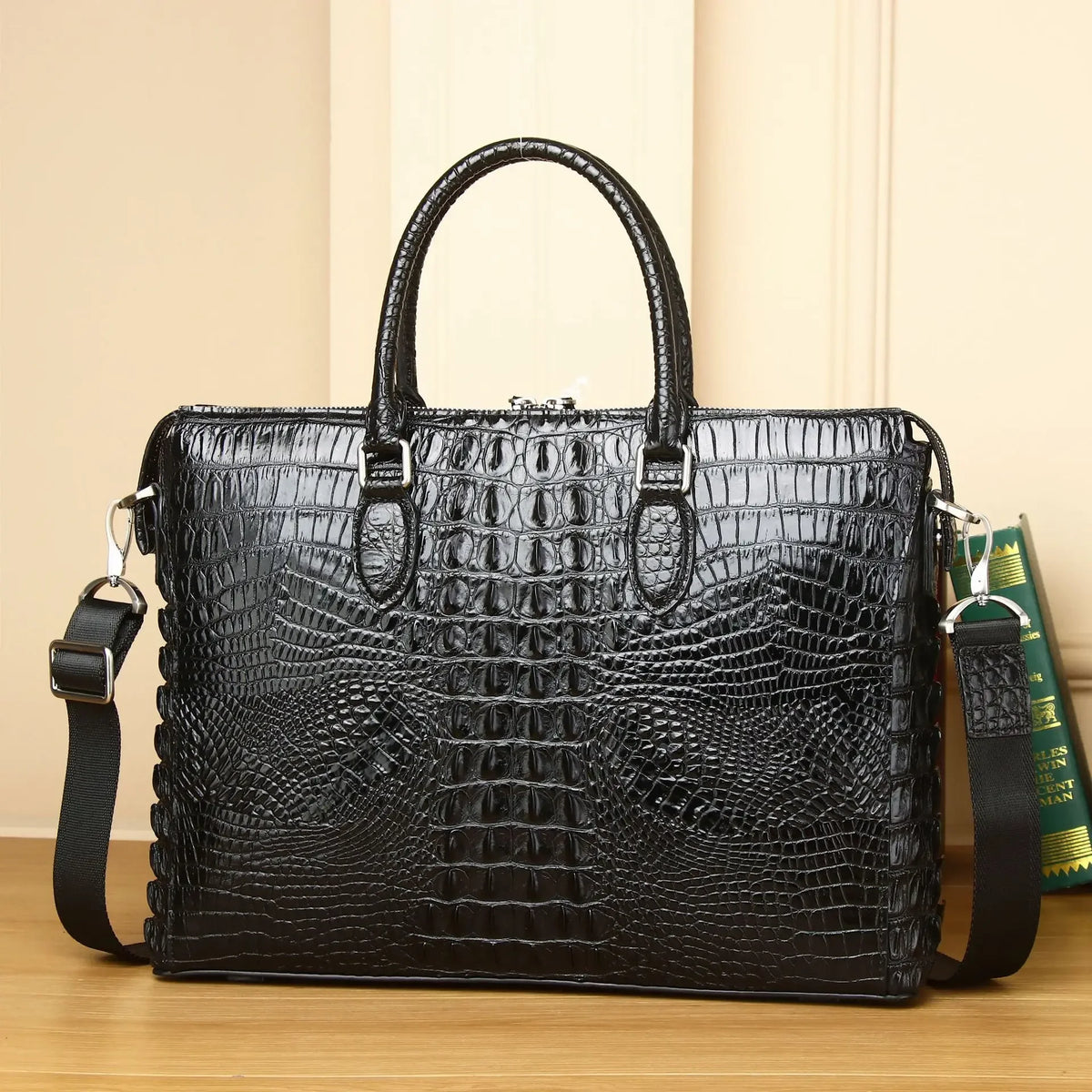 Porte-Documents Homme Cuir Vache Véritable Alligator 14” 40x29cm – CLEVI Paris