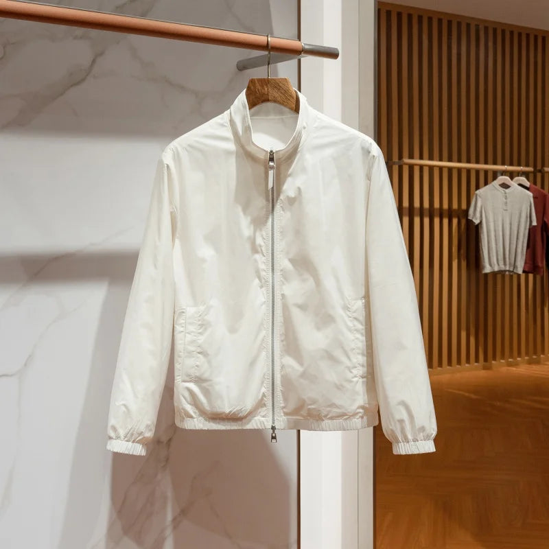 Veste homme zippée en lin et viscose – CLEVI Paris