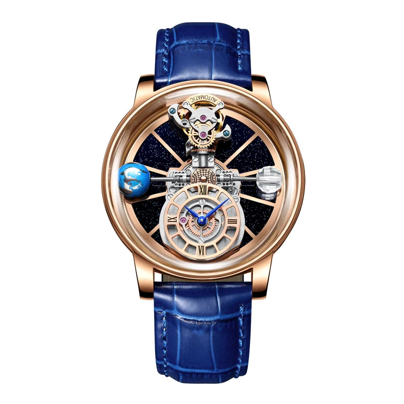 Montre Homme HAEMMER Celestial – Boîtier Transparent, Bracelet Cuir Quartz