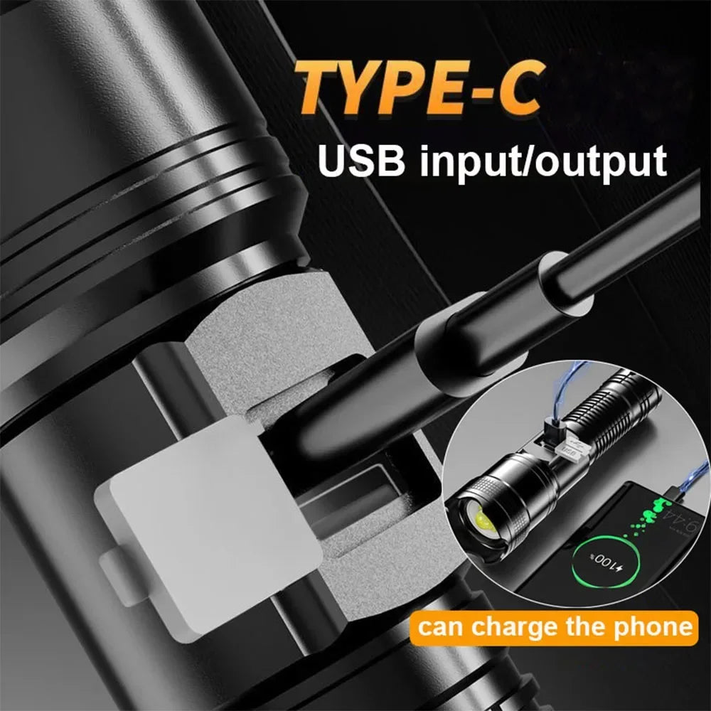 Lampe Torche LED Tactique Rechargeable USB Zoom 1500m – CLEVI Paris