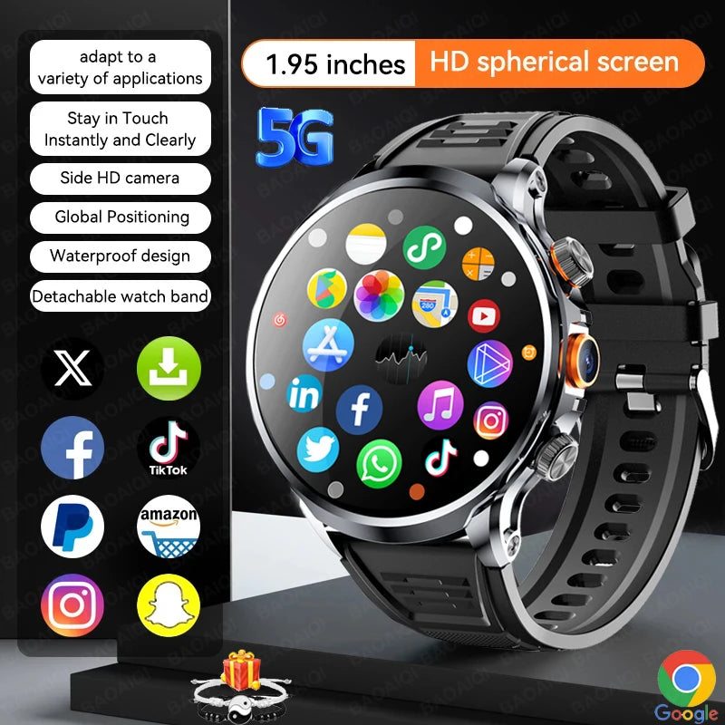 Montre Connectée 4G Android Écran Rond 1,95" Acier – CLEVI Paris
