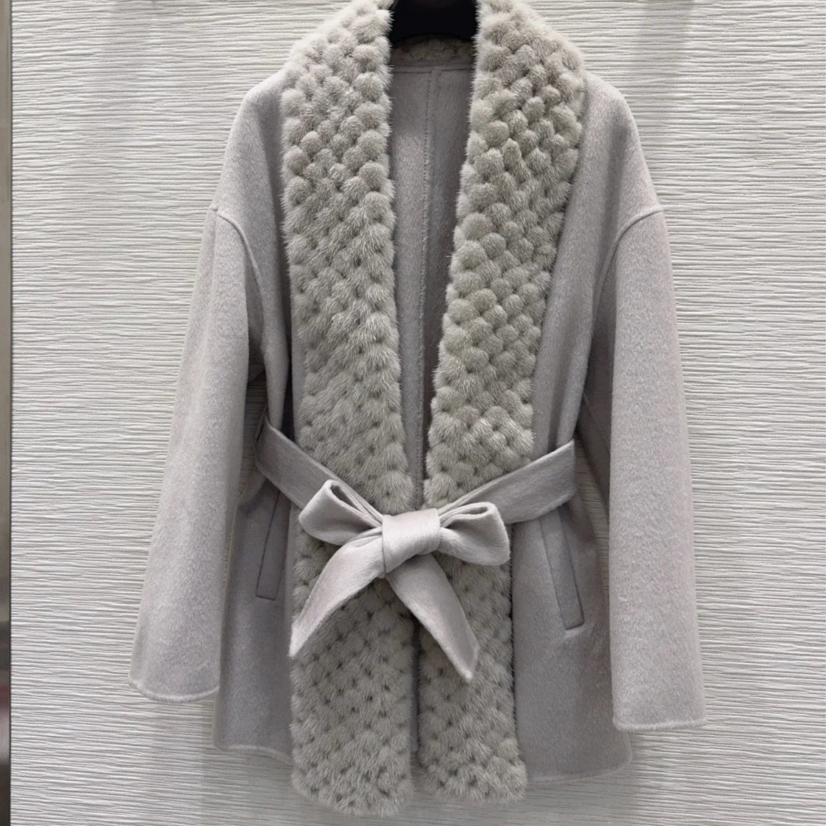 Manteau femme ceinturé à col châle – CLEVI Paris