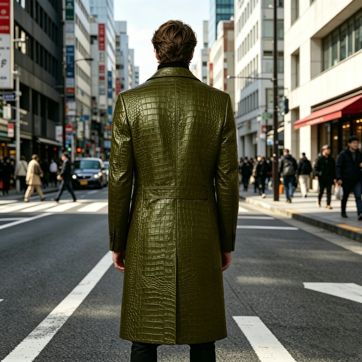 Manteau homme simili cuir motif crocodile – CLEVI Paris