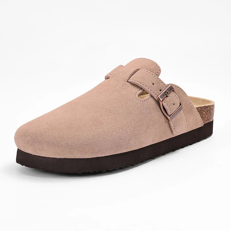 Mules Suède Boucle Métal Semelle Liège Soutien de Voûte | Mixte EU 36-46