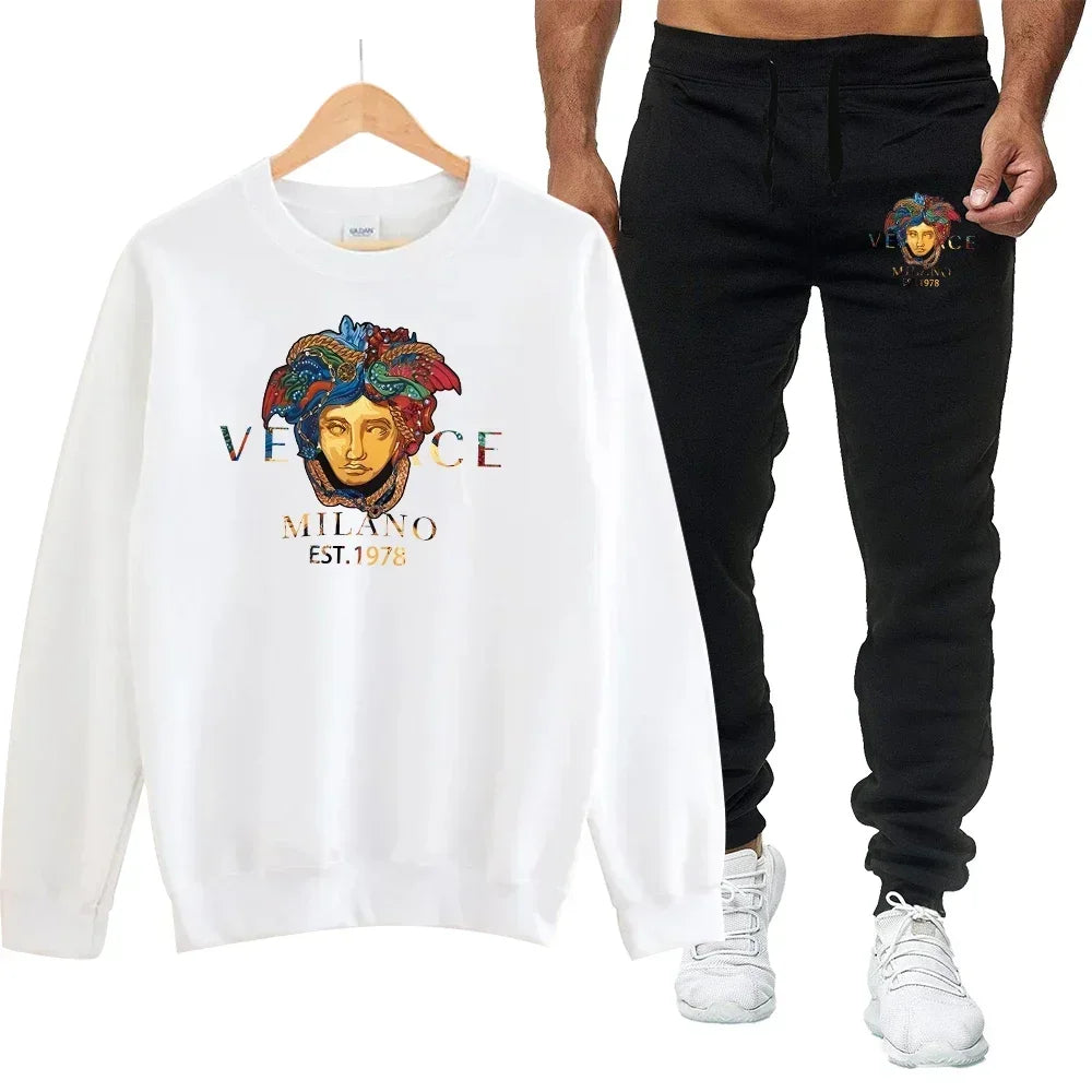 Ensemble Sweatshirt Homme Col Rond Imprimé Style Casual Sport – CLEVI Paris
