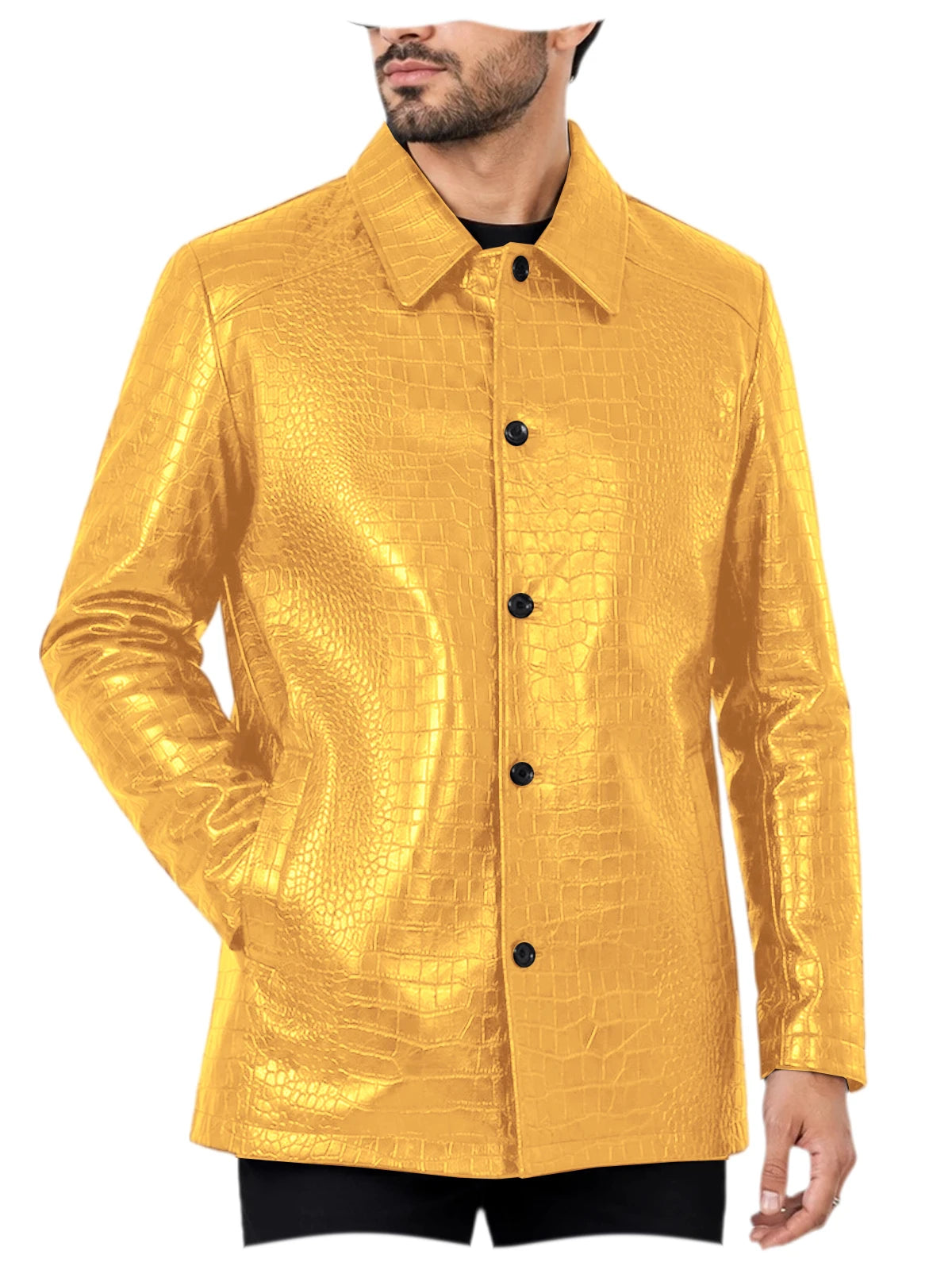 Blazer homme simili cuir motif crocodile – CLEVI Paris