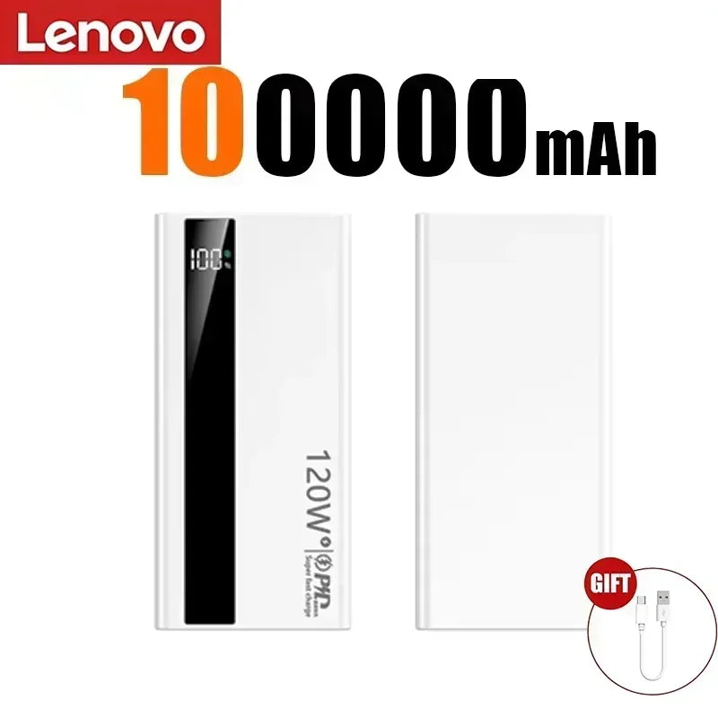 Batterie Externe Lenovo 120W Charge Rapide Bidirectionnelle Certifiée 3C Affichage LED USB-C 245g – CLEVI Paris