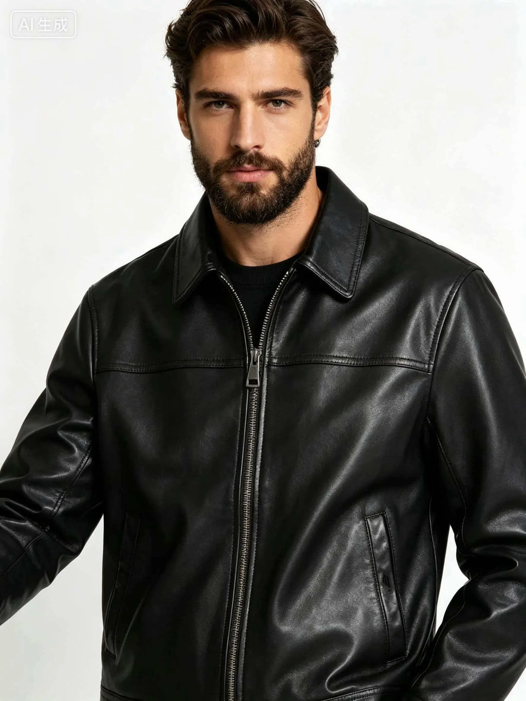 Veste homme en cuir de mouton noir – CLEVI Paris