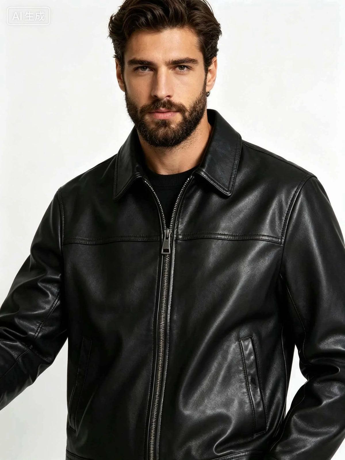Veste homme en cuir de mouton noir – CLEVI Paris