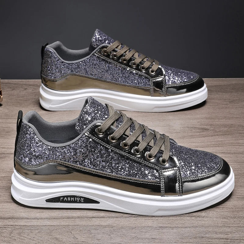 Sneakers homme basses en tissu pailleté – CLEVI Paris