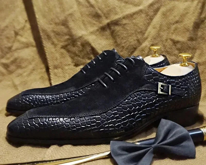 Derby Oxford Homme Cuir Vache Bout Pointu Imprimé Mariage Soirée – CLEVI Paris