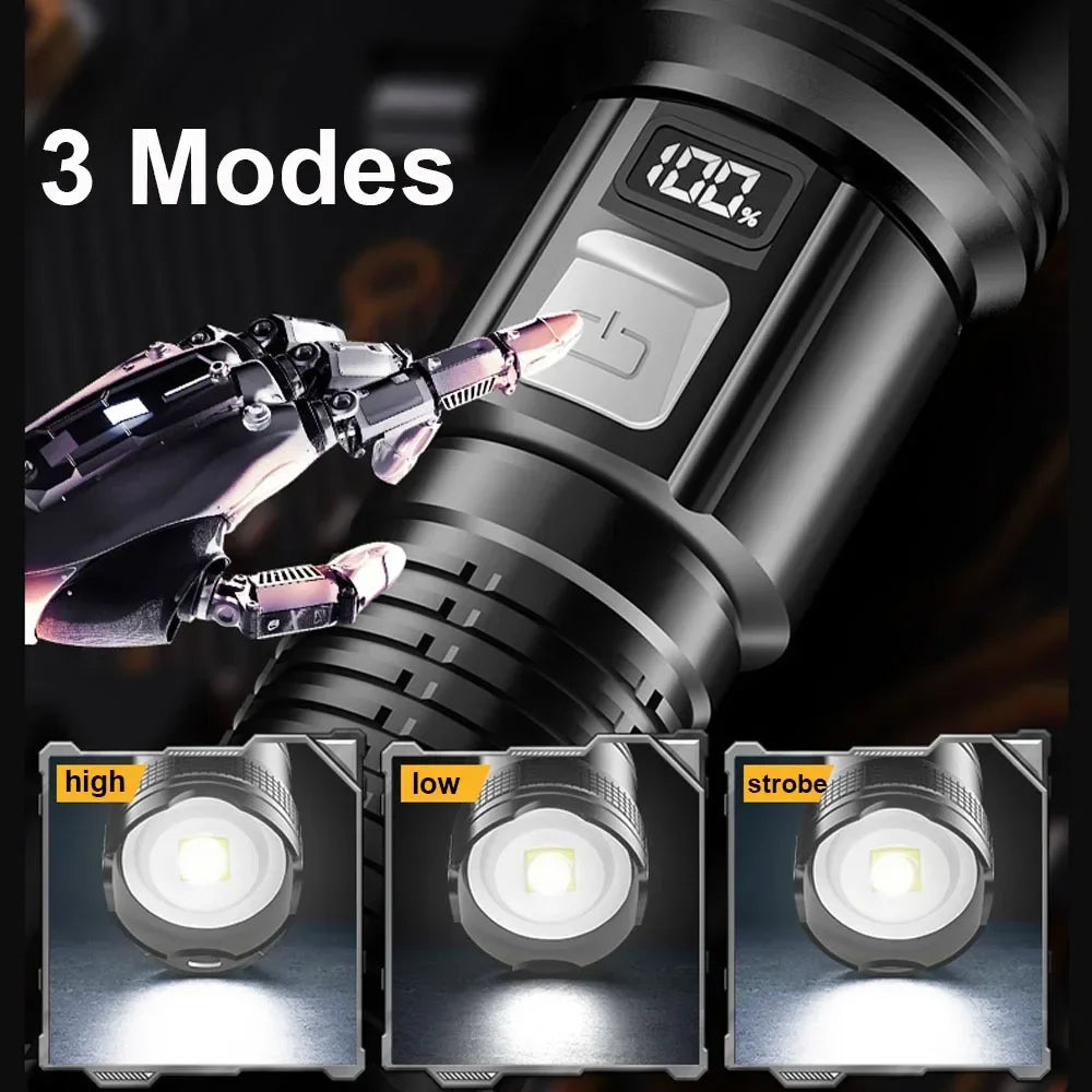Lampe Torche LED Tactique Rechargeable USB Zoom 1500m – CLEVI Paris