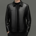 Veste homme en cuir de mouton à col rabattu – CLEVI Paris