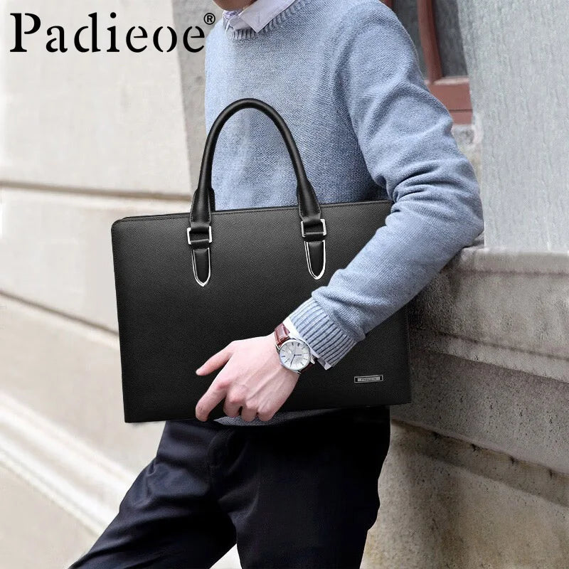 Serviette Cuir Véritable Homme Padieoe NB151226 Rigide Business – CLEVI Paris