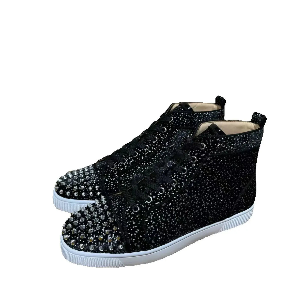 Sneakers Montantes Luxe Cuir Véritable Semelle Rouge – CLEVI Paris