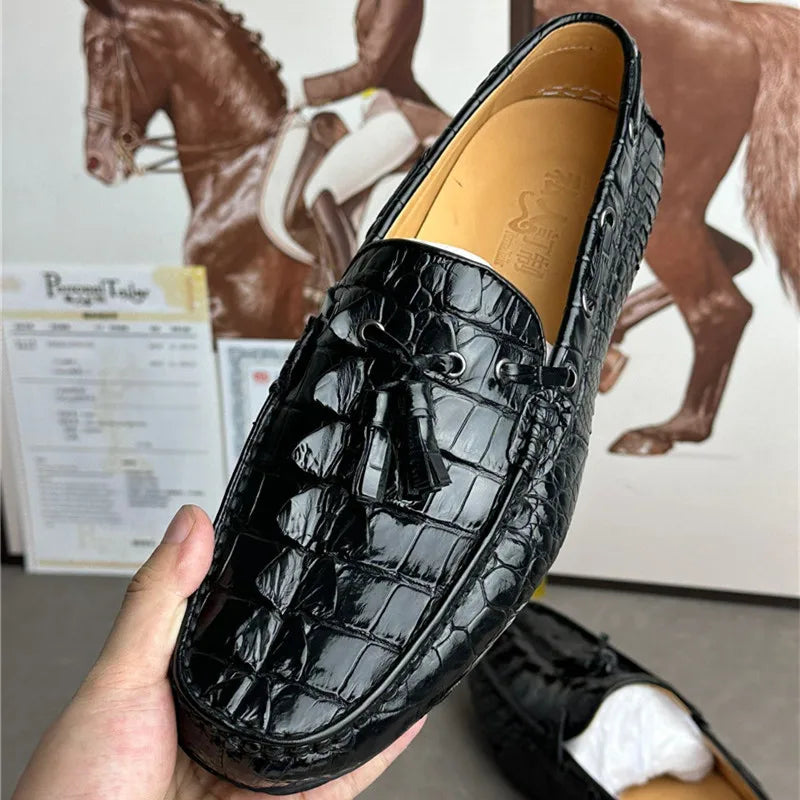 Mocassins homme noirs à pompons en cuir – CLEVI Paris