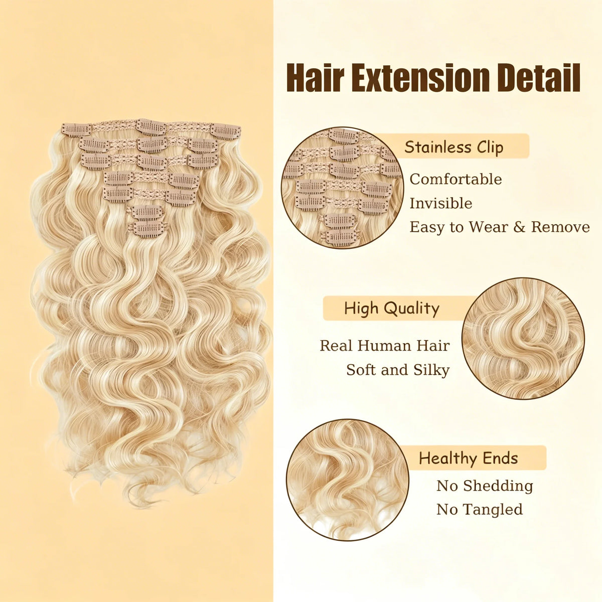 Extensions Clip-in Body Wave Virgin Hair 100% Brésilien – CLEVI Paris