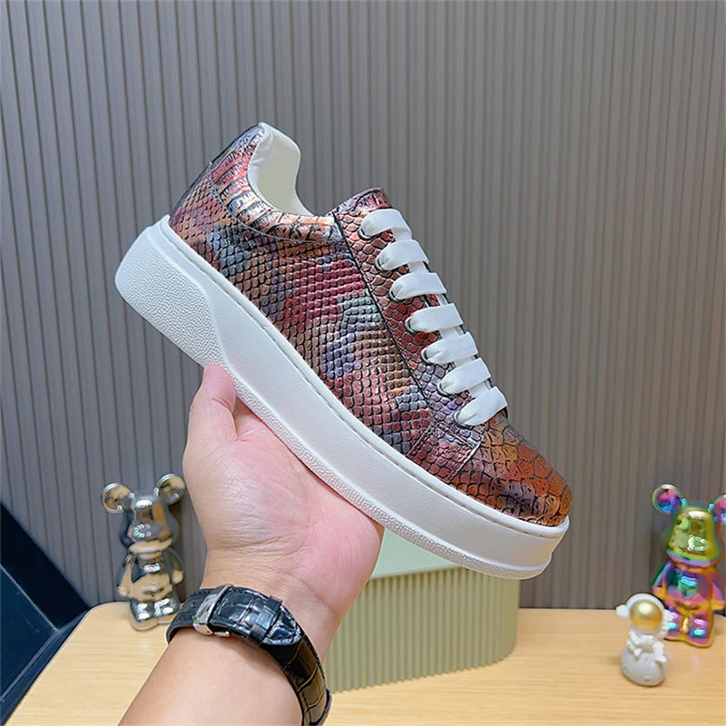 Sneakers Plateforme Cuir Texturé Homme Semelle Épaisse – CLEVI Paris