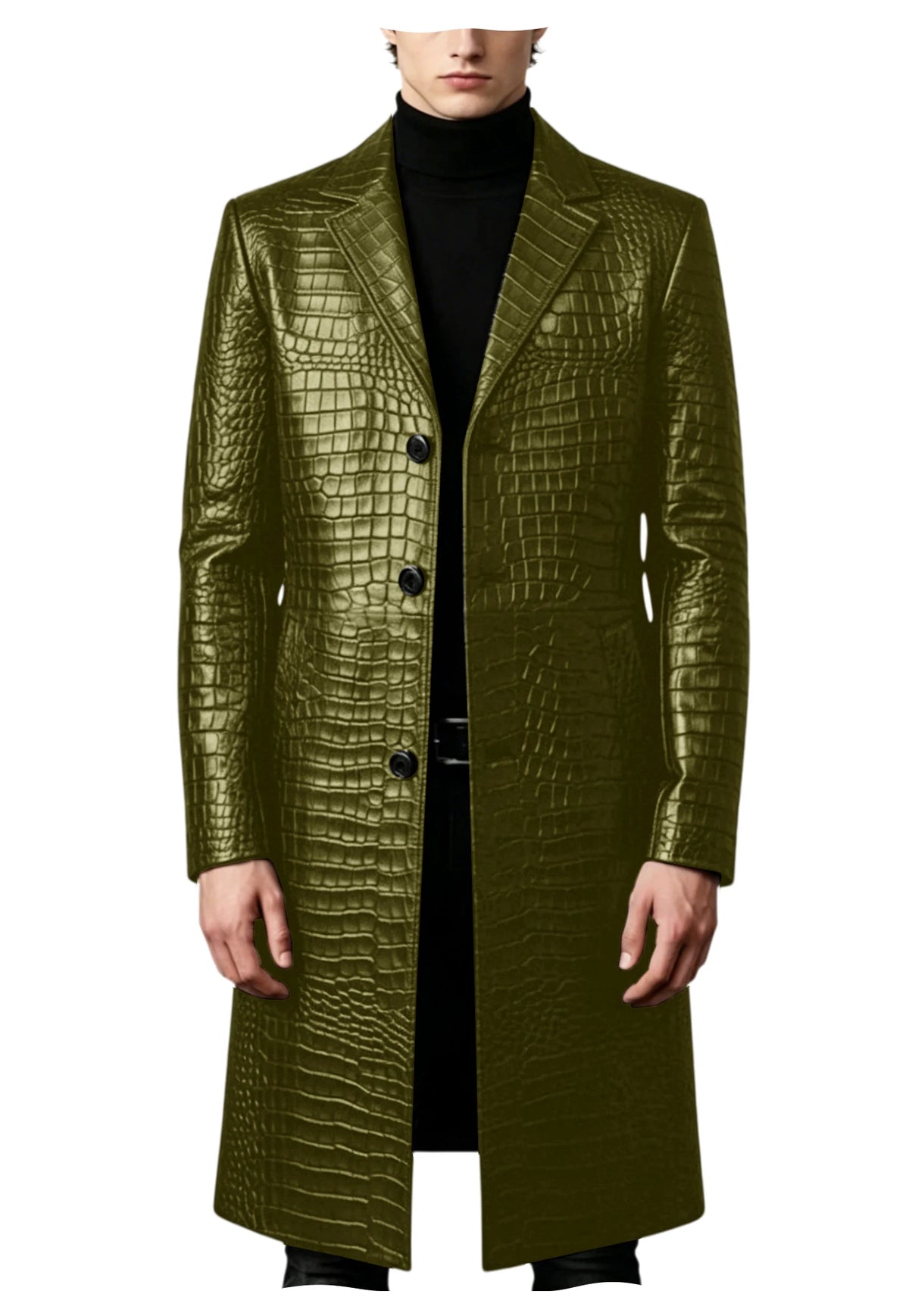 Manteau homme simili cuir motif crocodile – CLEVI Paris