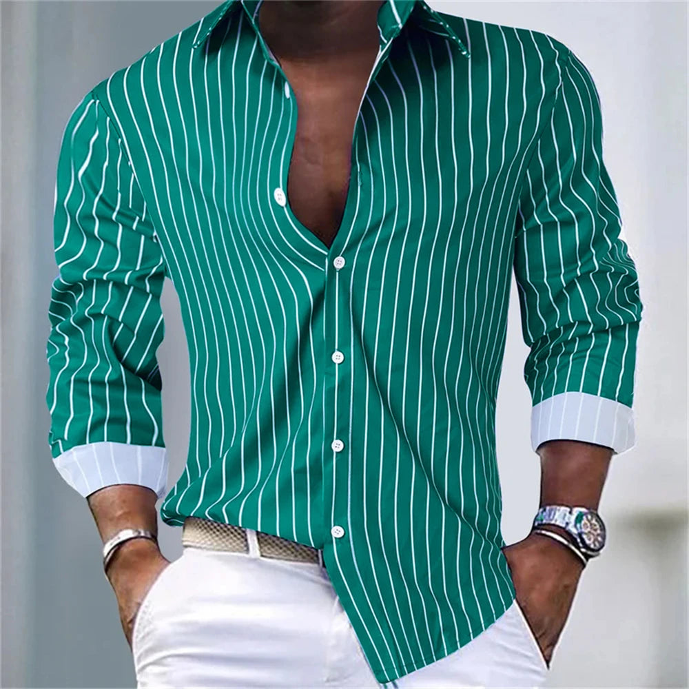 Chemise rayée homme manches longues – CLEVI Paris